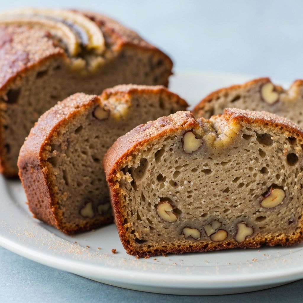 Sliced banana bread with moist texture