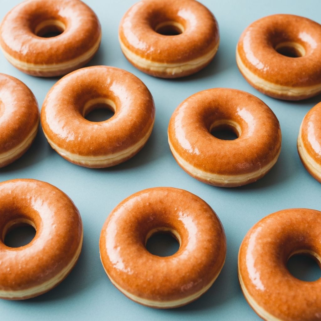 Glazed doughnuts with sweet toppings