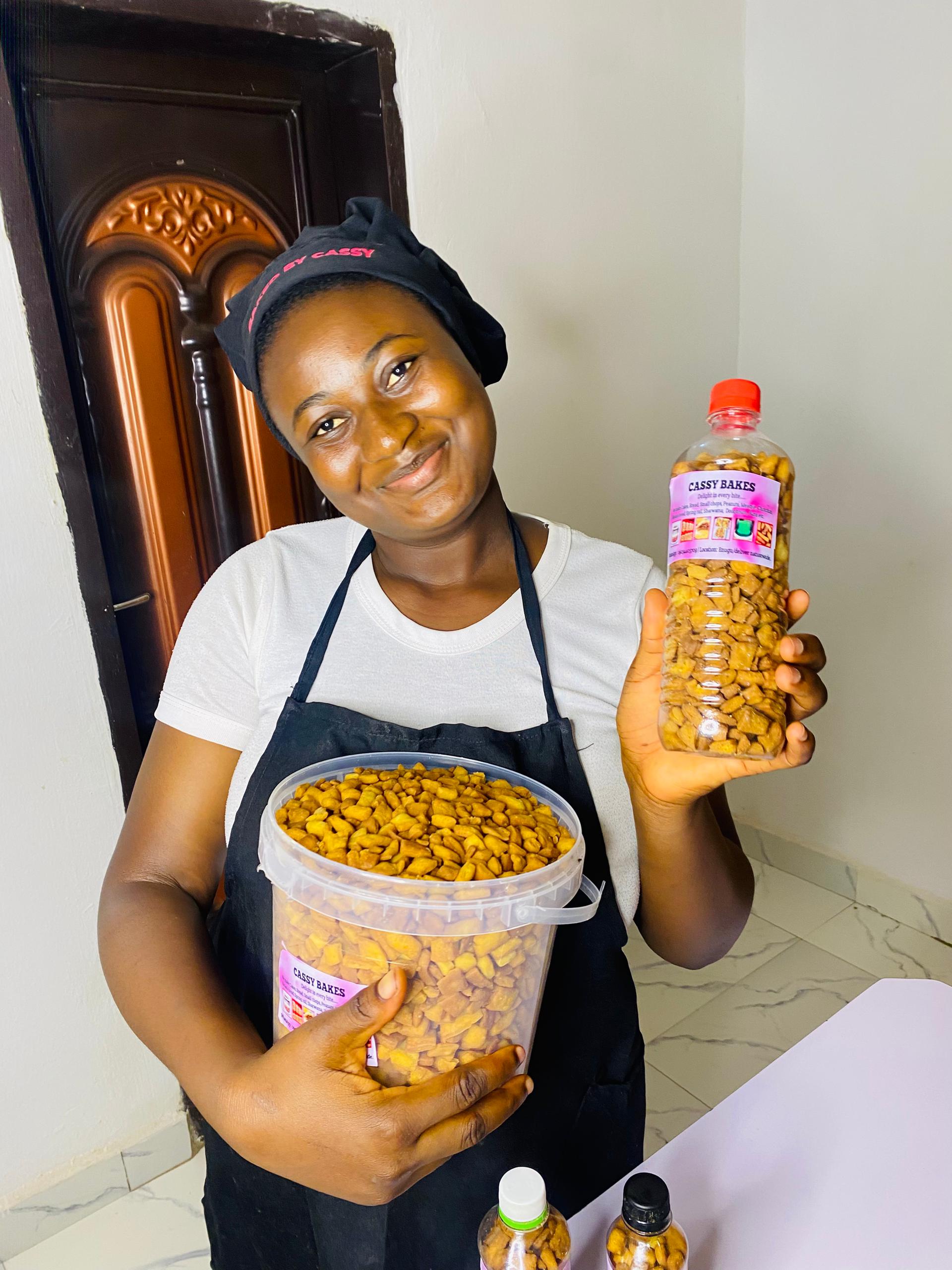 Ikeodo Ngozika in her kitchen creating delicious treats